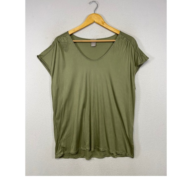 Chico's Tops - Minimalist Chicos Womens XL 3 Olive Green 100% Modal V-Neck Short Sleeve Top